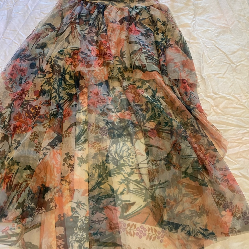 Anthropologie Multicolor Floral A-Line Skirt